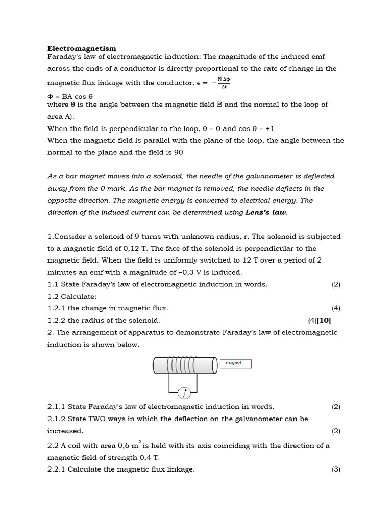 Faraday's Law of Electromagnetic Induction | PDF | Electromagnetic ...