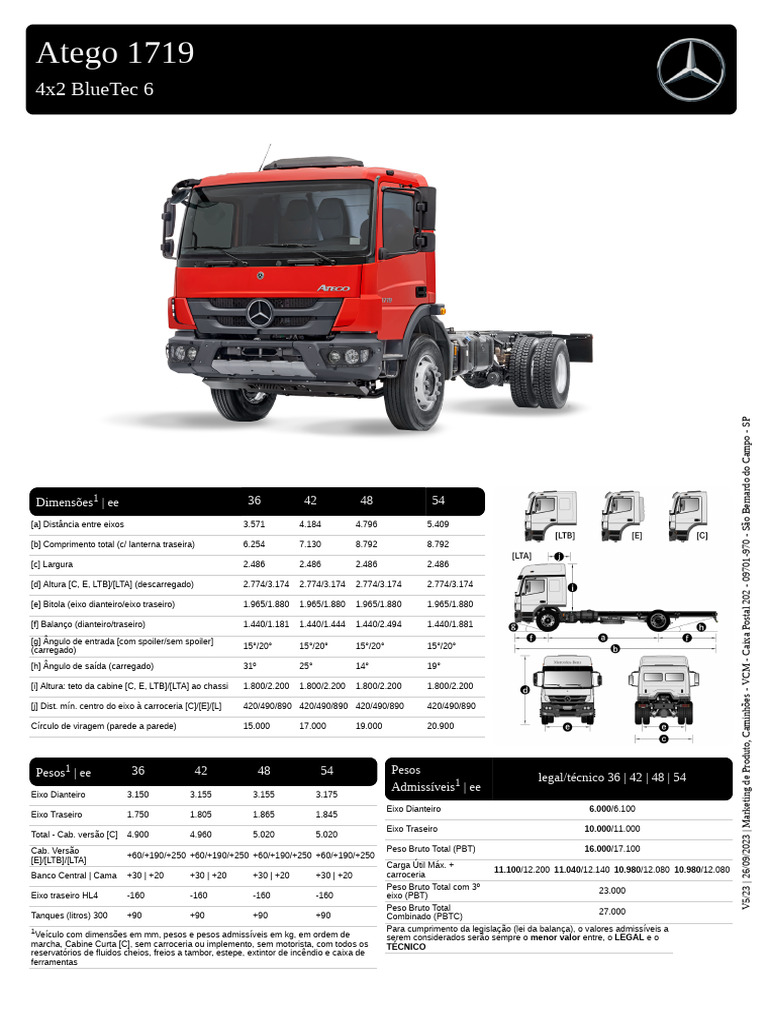 Especificações do Atego 1719 2023 | PDF | Mercedes Benz | Freio