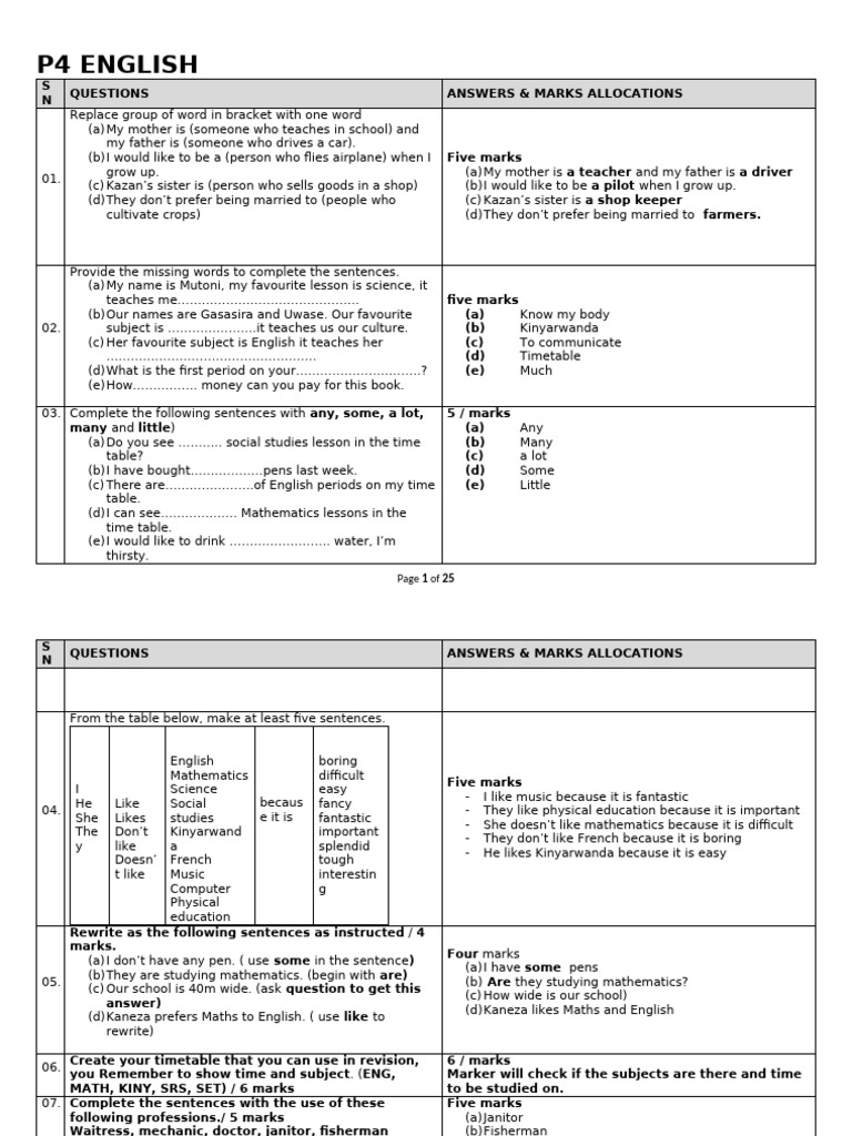 p4 English Exercises | PDF | Linguistics