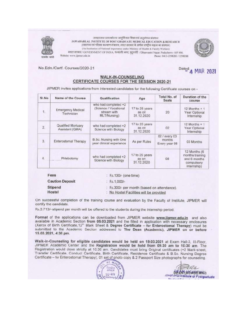 Certificate Courses Notice 2020 21 | PDF