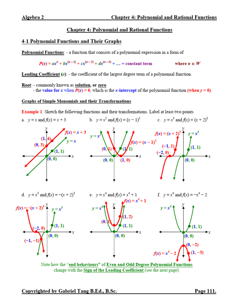 Polynomial Functions and Graphing Guide | PDF | Polynomial | Zero Of A ...