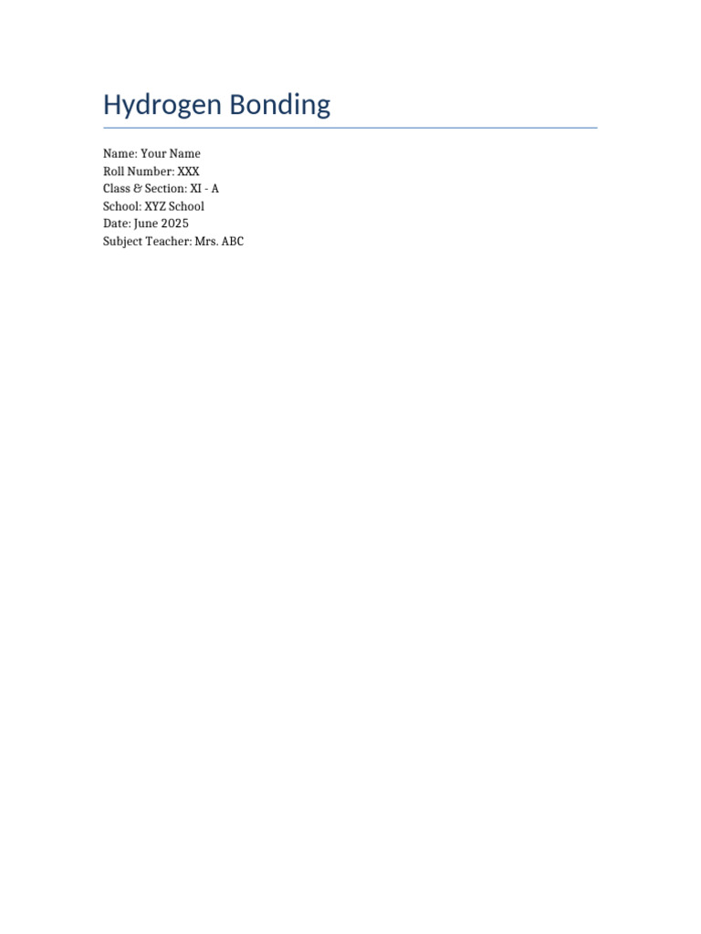 Understanding Hydrogen Bonding Basics | PDF | Chemistry | Molecules