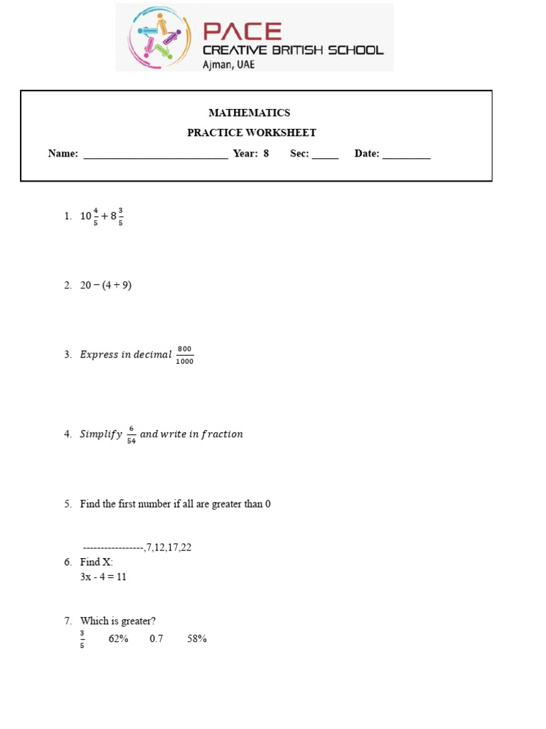 Year 8 GL Assessment Mathematics | PDF | Area