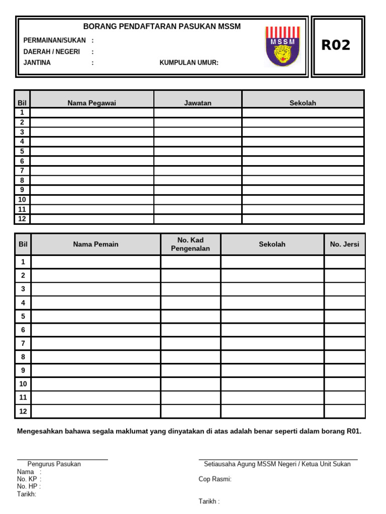 Borang R02 - 2025 | PDF