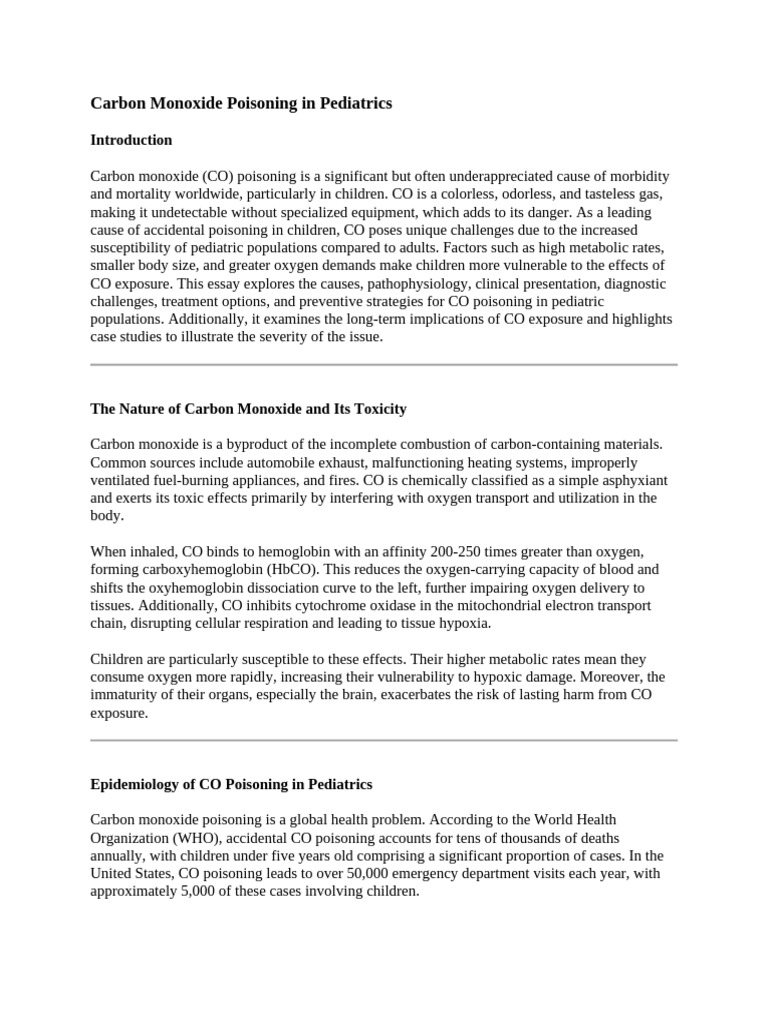 Carbon Monoxide Poisoning in Pediatrics | PDF | Carbon Monoxide ...