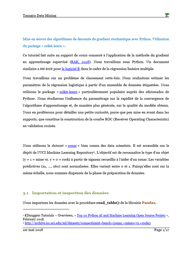 Tutoriel sur la régression logistique avec Python | PDF | Apprentissage ...