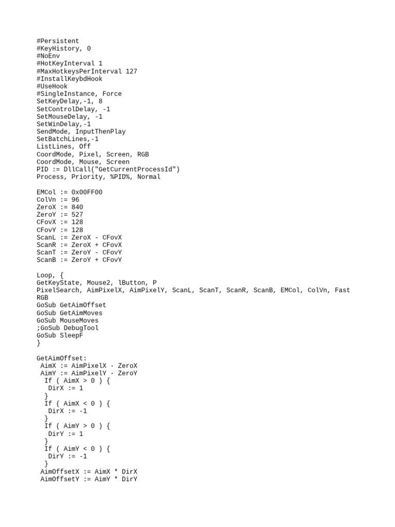 Mouse Aiming Script Configuration | PDF