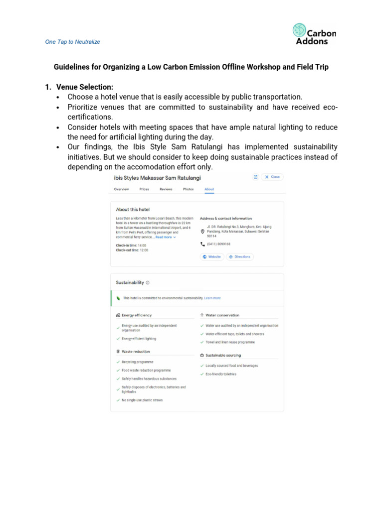 Guidelines For Organizing A Low Carbon Emission Offline Workshop and ...