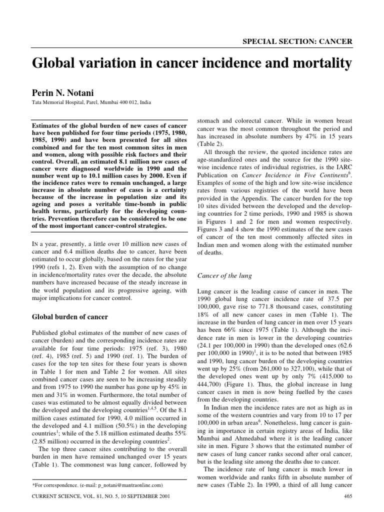 Global Cancer Incidence and Mortality Trends | PDF | Cervical Cancer ...