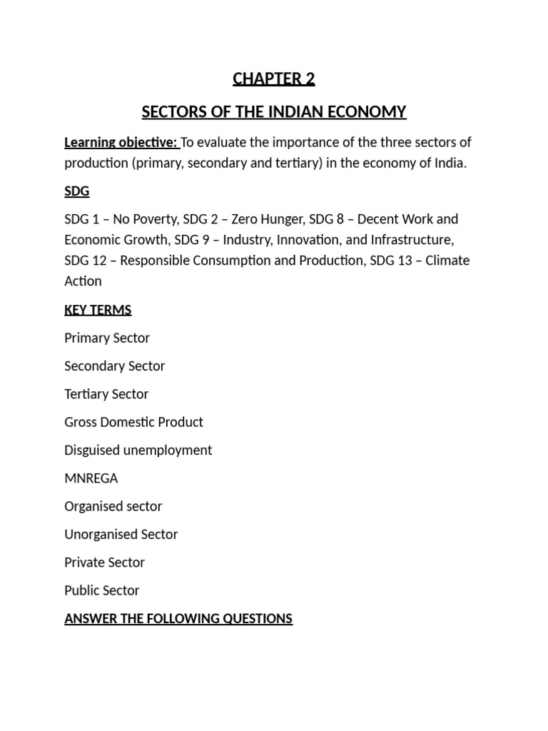 Sectors of The Indian Economy | PDF