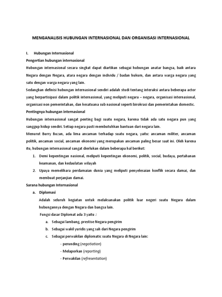 Analisa Hubungan Internasional Dan Organisasi Internasional PDF