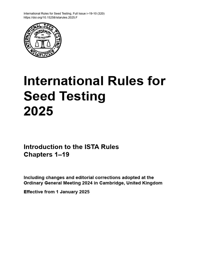 ISTA International Seed Testing Rules 2025 | PDF | Gel Electrophoresis ...