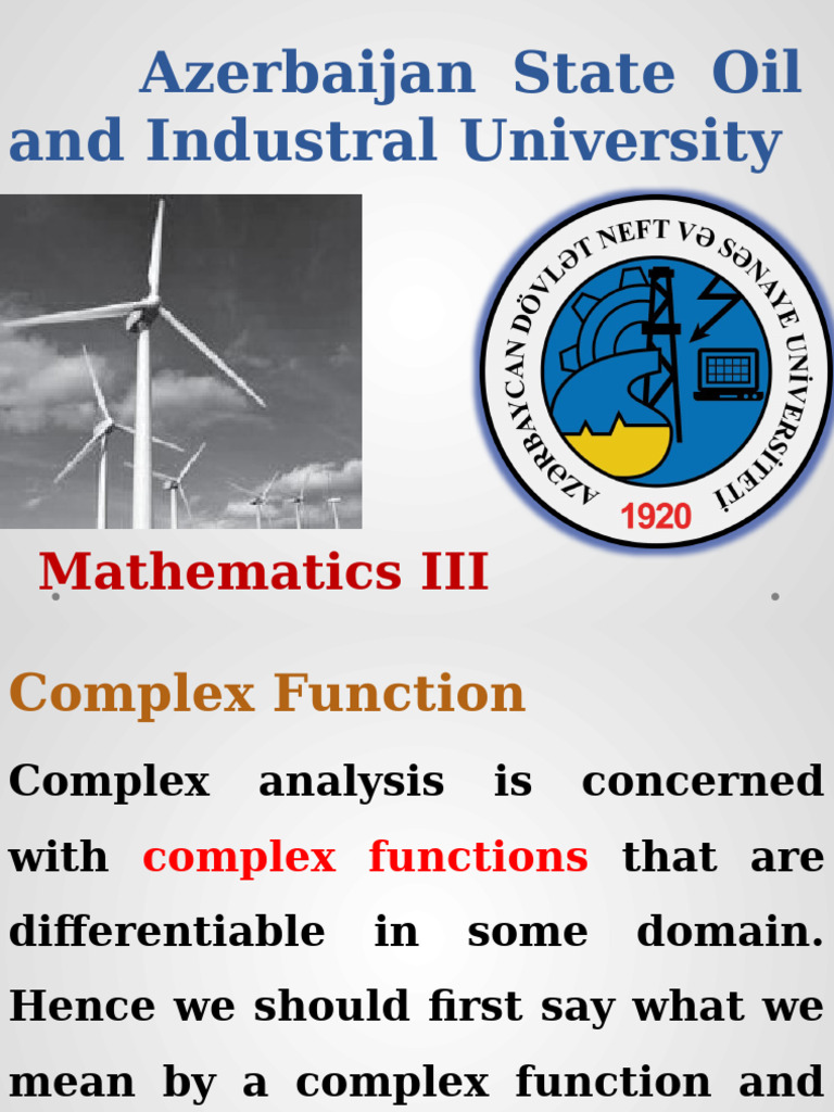 Complex Functions and Analysis Overview | PDF | Function (Mathematics ...