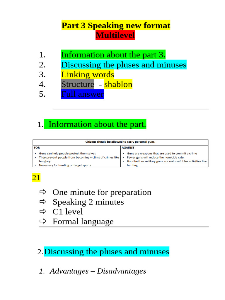 Part 3 Speaking Format Guide | PDF | Learning | Taxes