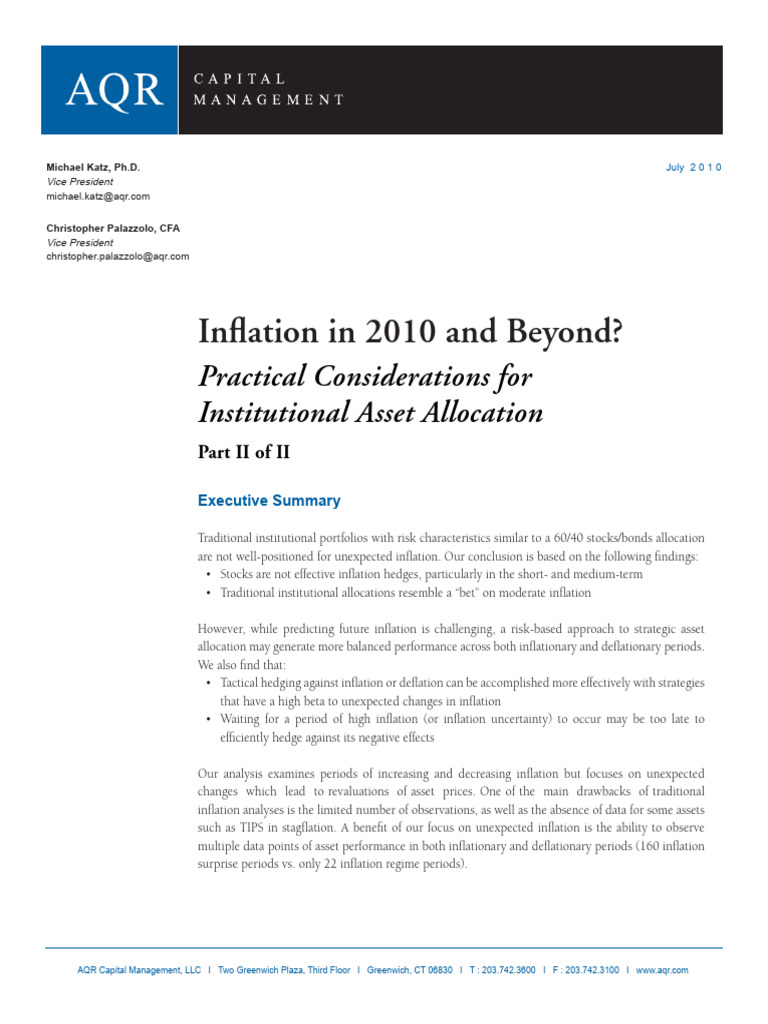 Inflation Impact on Asset Allocation Strategies | PDF | Cost Of Living ...