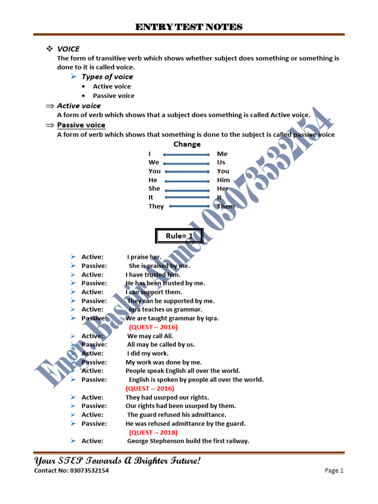 Active and Passive Voice Examples | PDF