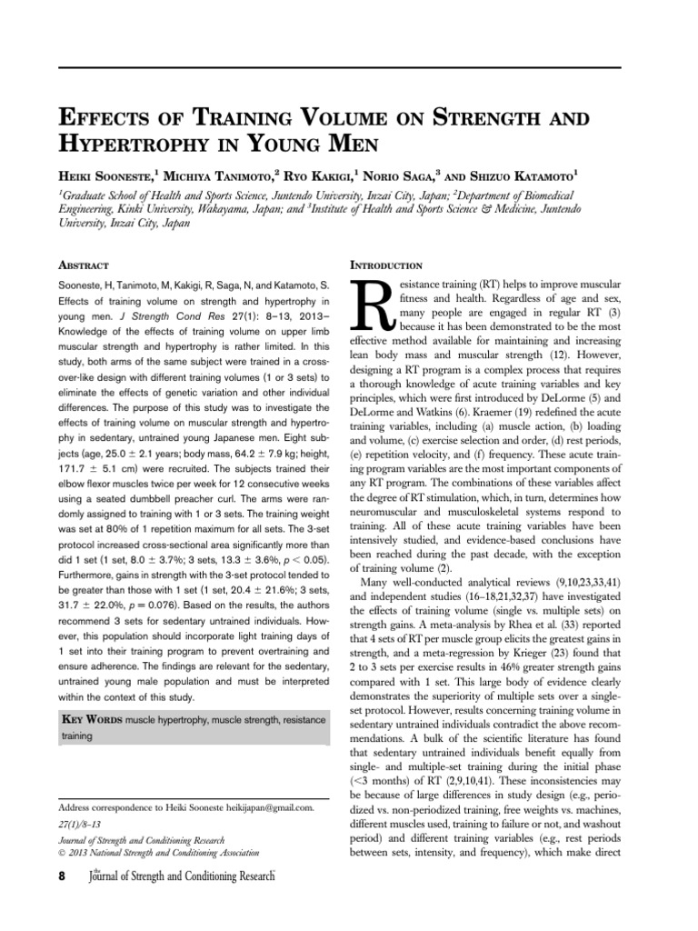 Training Volume Effects on Strength in Men | PDF | Strength Training ...