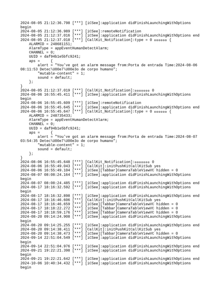 iCSee App Launch and Notification Logs | PDF