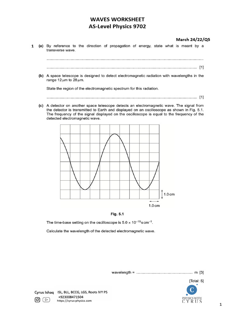 AS-Level Physics Waves Worksheet | PDF