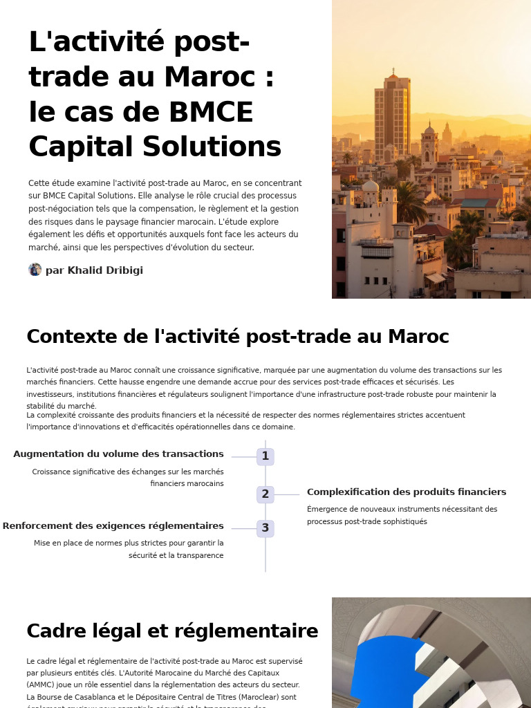 Lactivite Post Trade Au Maroc Le Cas de BMCE Capital Solutions | PDF ...