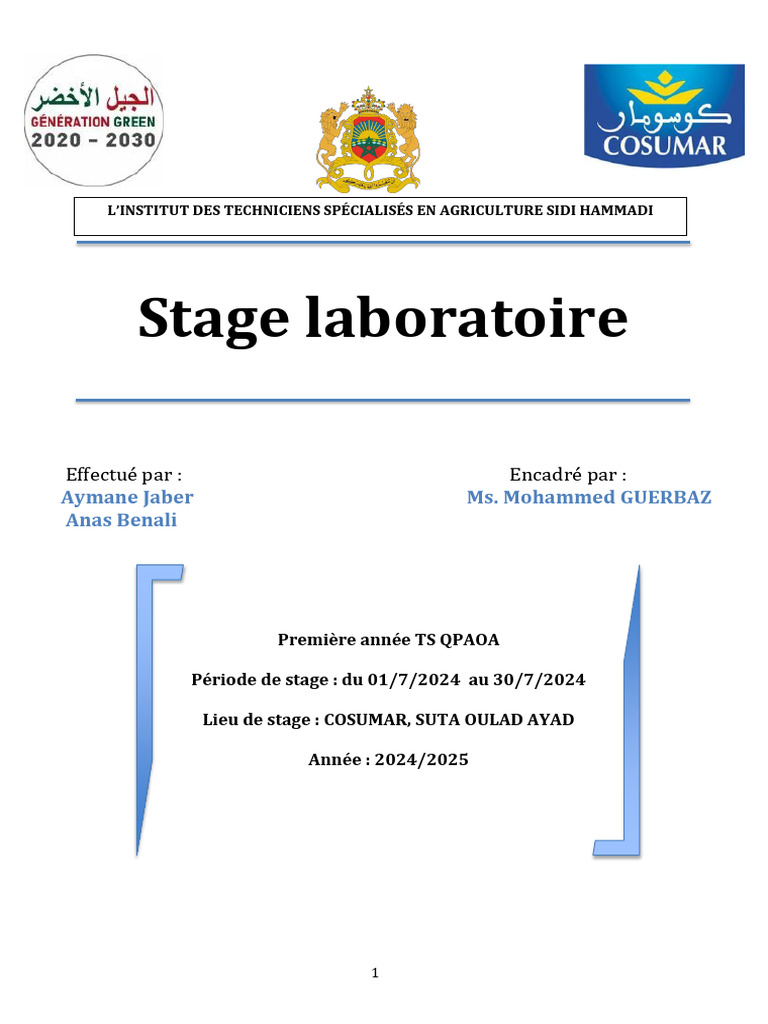 Rapport de stage chez COSUMAR 2024 | PDF | Sucre | Régime et nutrition