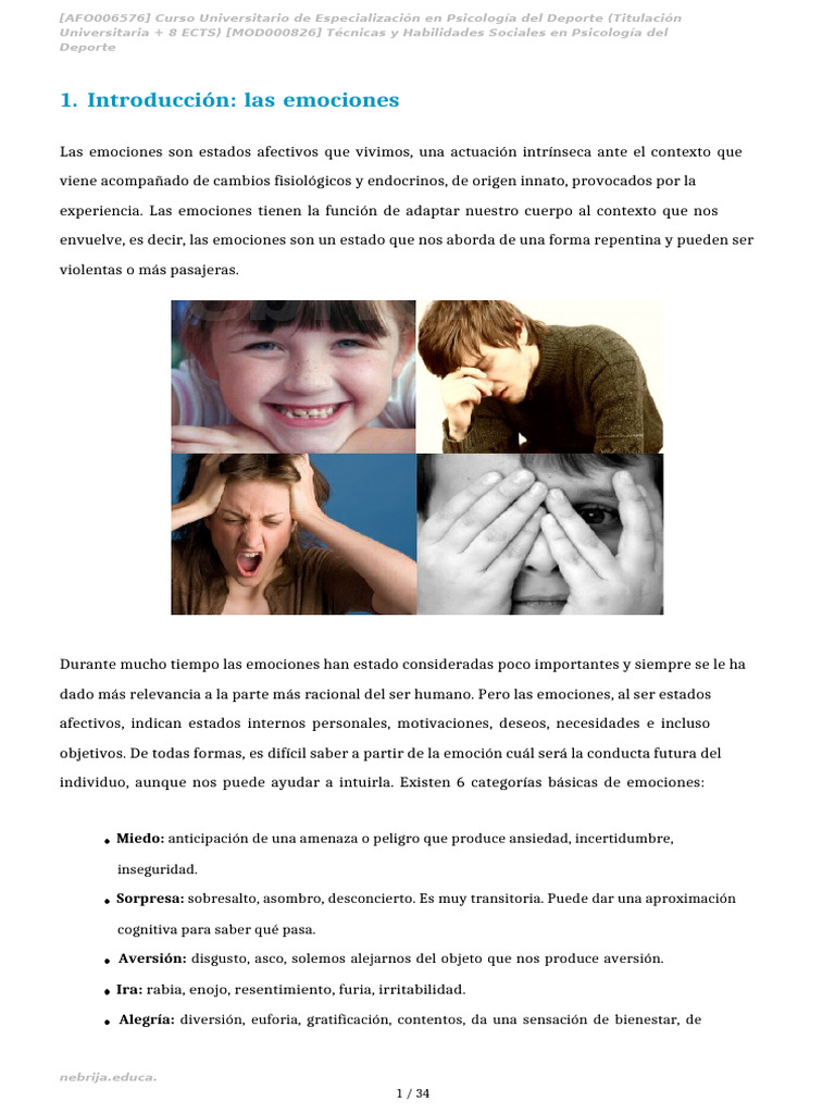 Emociones y su Impacto en el Deporte | PDF | Burnout ocupacional | Las ...