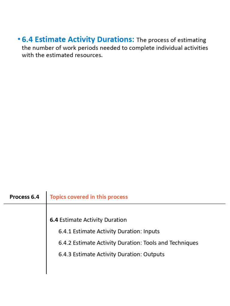 Activity Duration Estimation Techniques | PDF | Forecasting | Applied ...