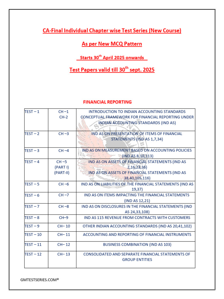 CA Final Test Series Overview | PDF | Value Added Tax | Taxes