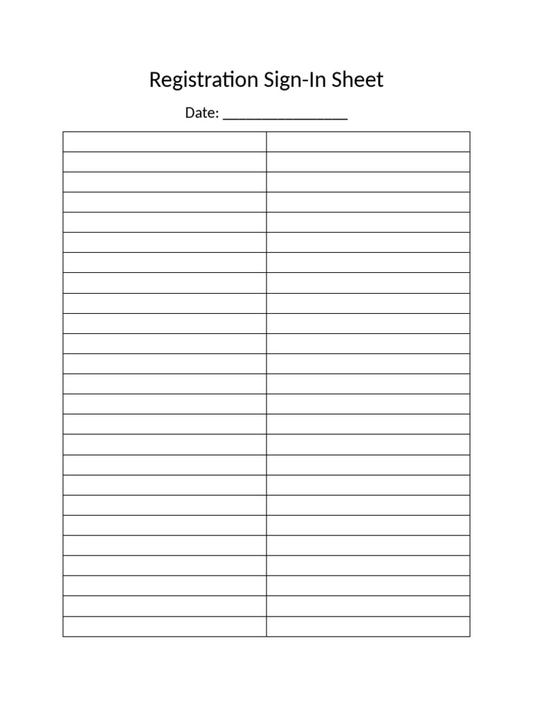 Sign-In Sheet Registration | PDF