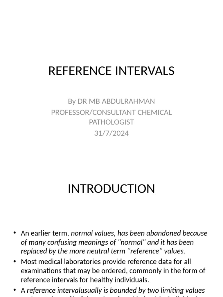Understanding Reference Intervals in Medicine | PDF | Reference Range ...