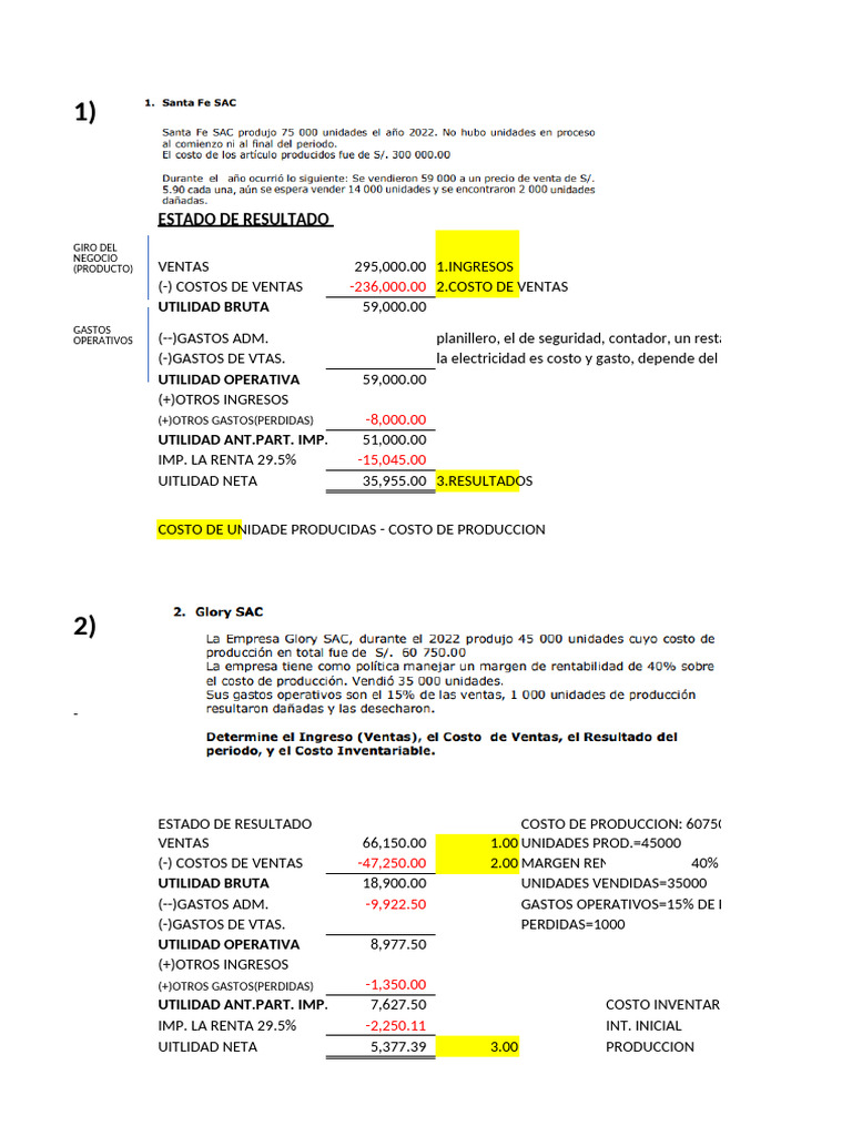 Análisis de Estados Financieros y Costos | PDF | Estado de resultados ...