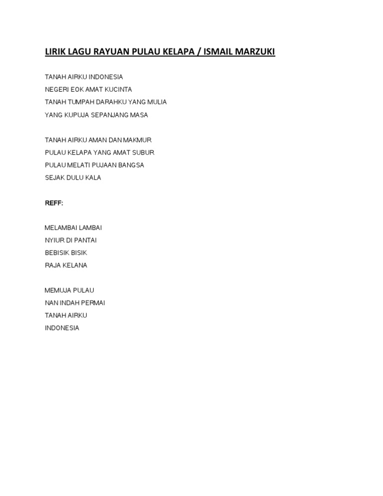 Lirik Lagu Rayuan Pulau Kelapa Pdf