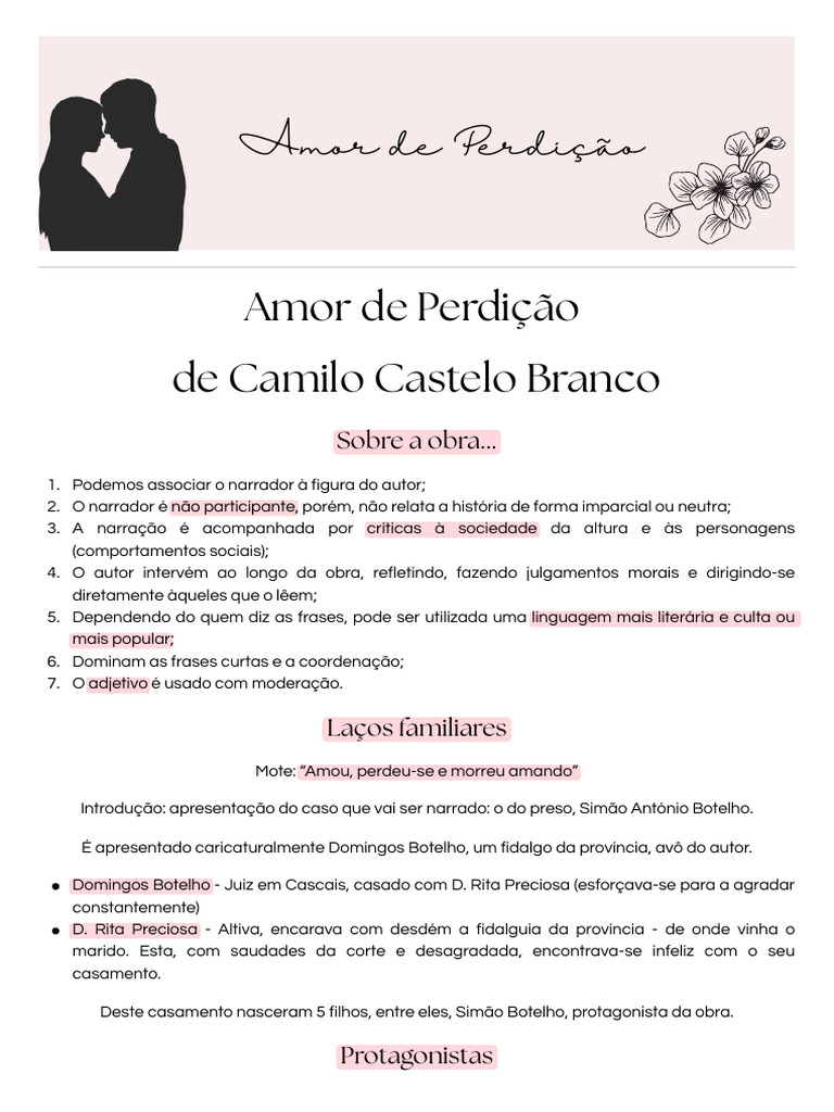 Amor e Tragédia em "Amor de Perdição" | PDF | Amor | Herói