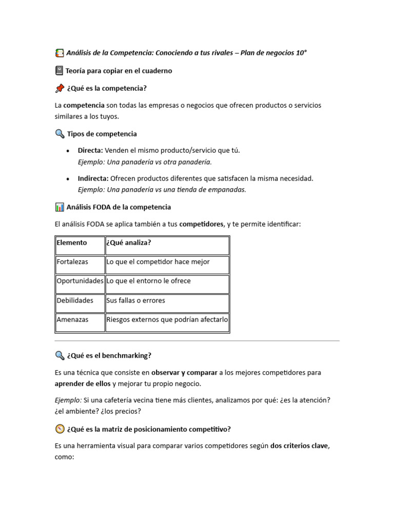 Análisis de Competencia para Negocios | PDF | Análisis FODA | Business