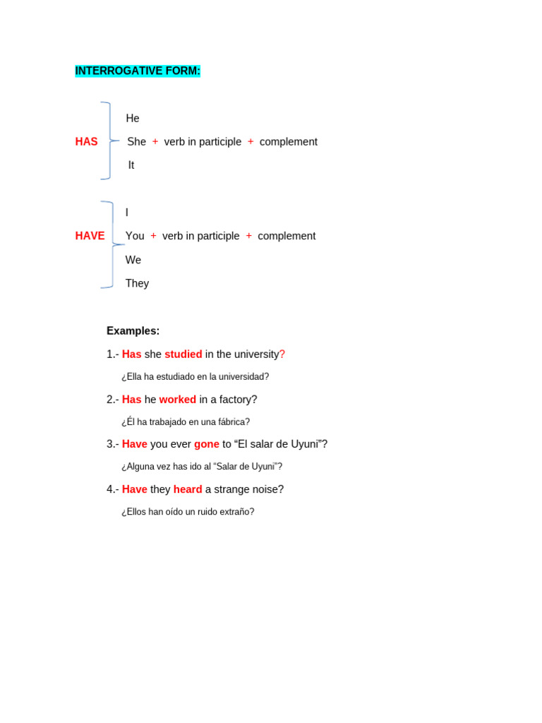 Interrogative Present Perfect | PDF
