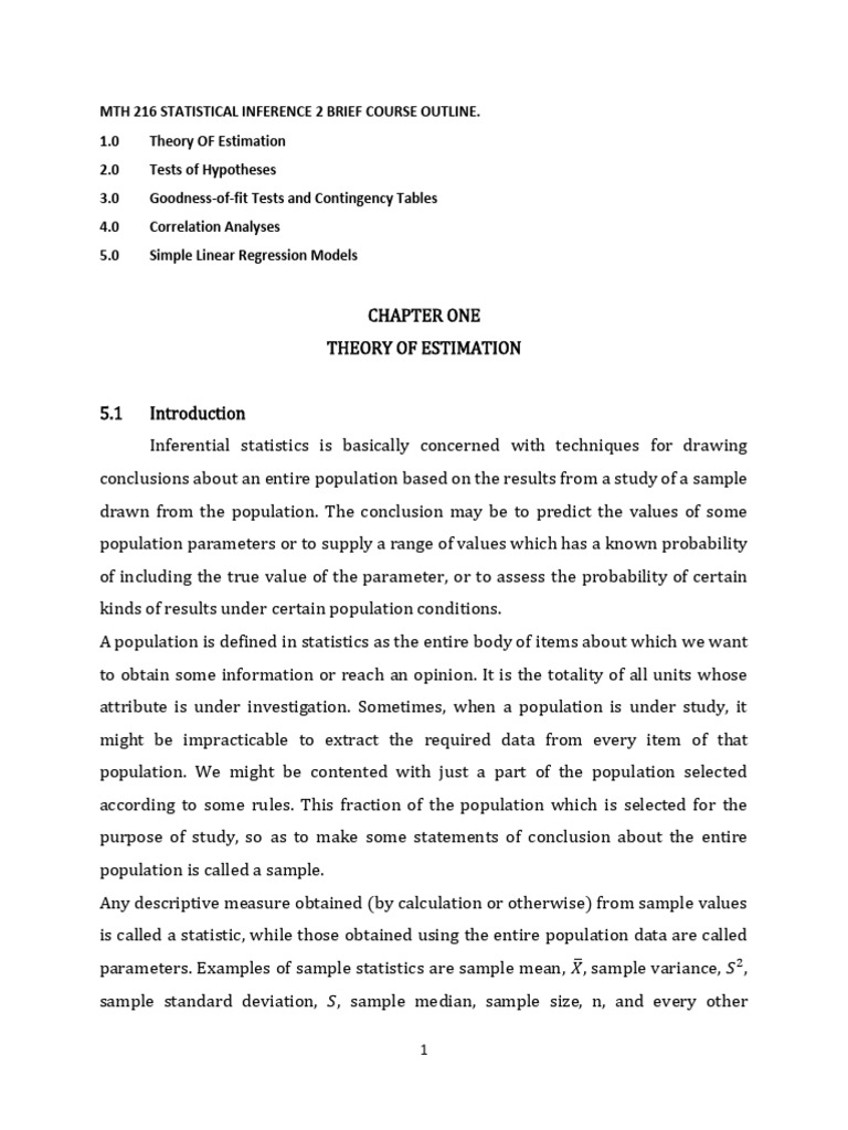 Statistical Inference Course Outline | PDF | Estimator | Statistics