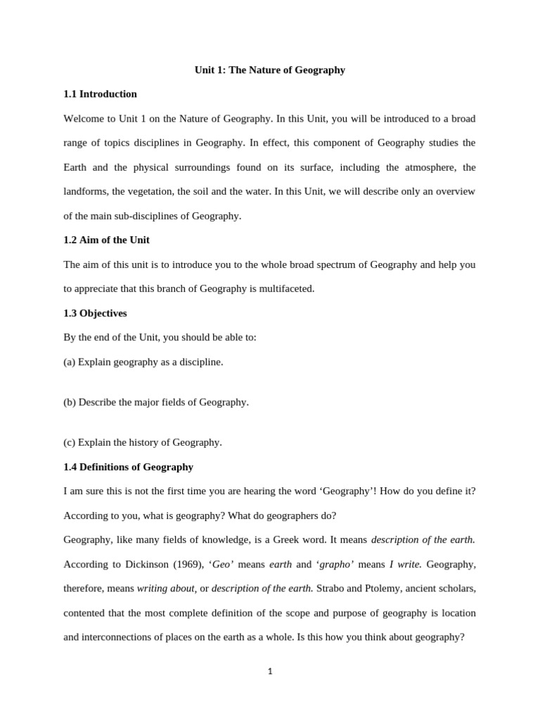 Overview of Geography's Nature and Scope | PDF | Geography | Earth Sciences