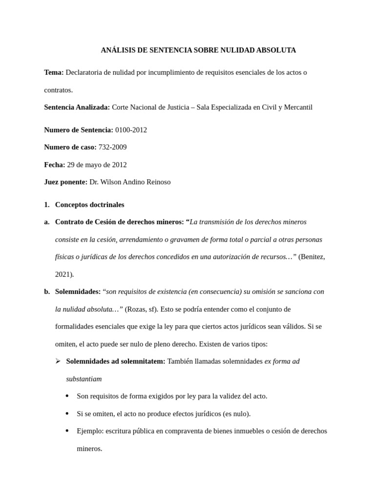 Análisis de Sentencia Sobre Nulidad Absoluta | PDF | Justicia | Crimen