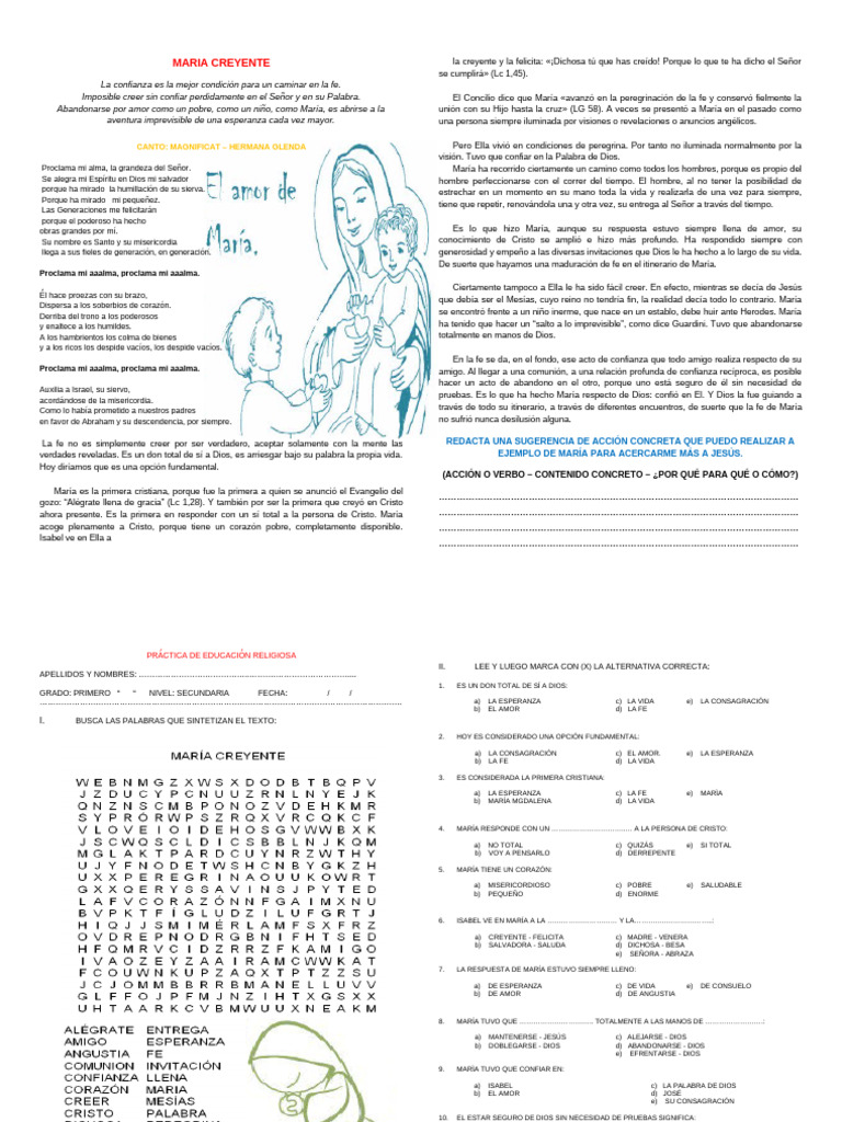 María, modelo de fe y confianza | PDF | María, madre de Jesús | Jesús