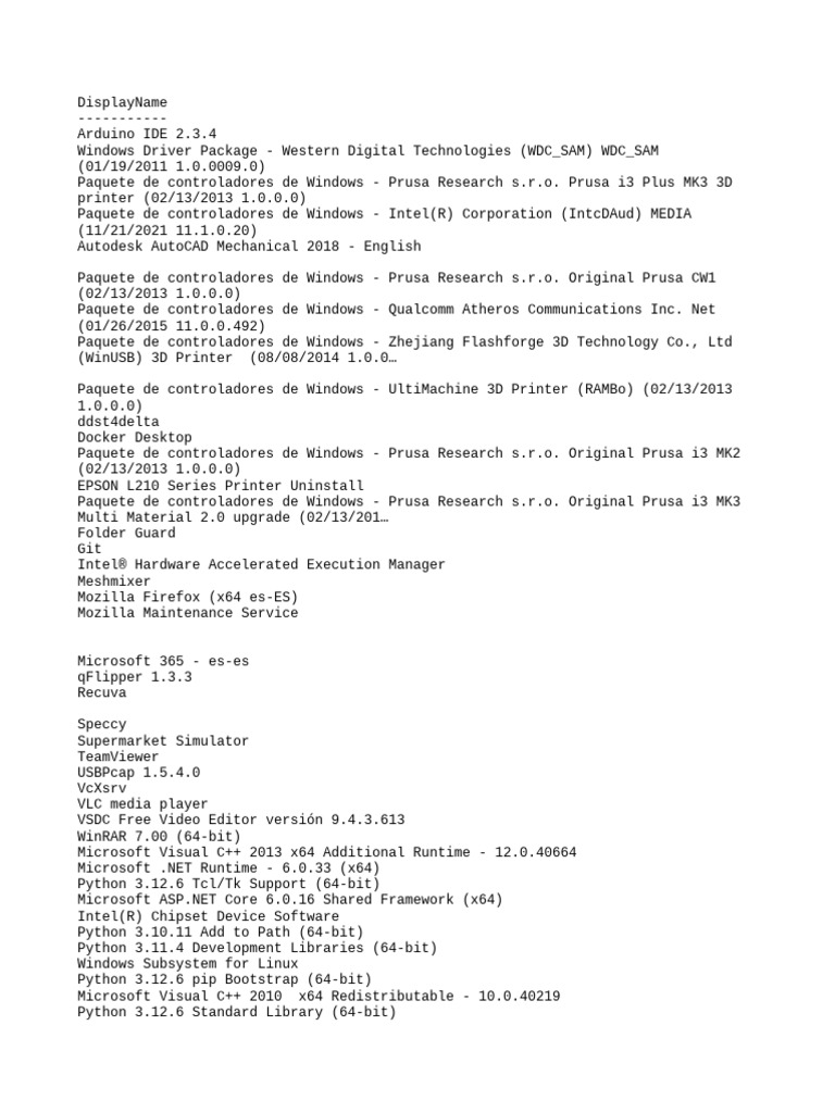 Installed Software List | PDF | Microsoft Windows | Auto Cad