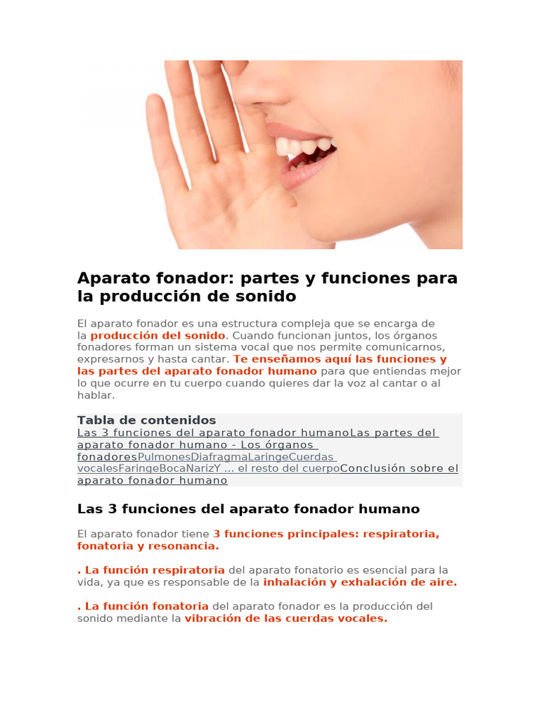 Partes y funciones del aparato fonador | PDF | Canto | Voz humana