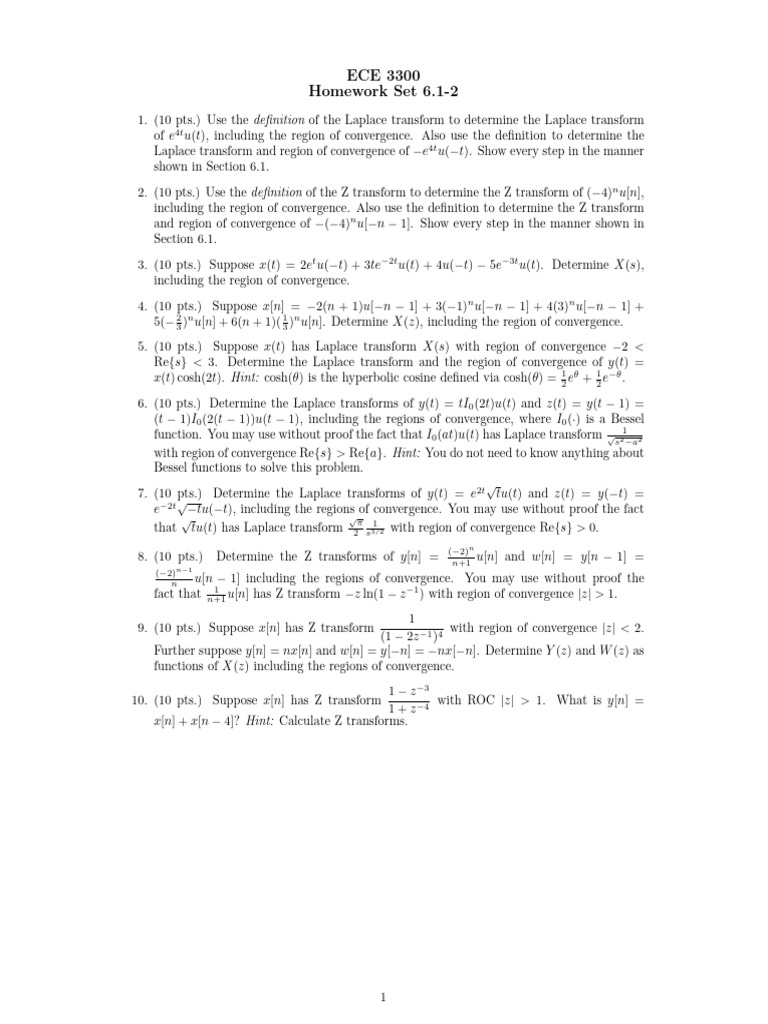 Laplace and Z Transform Homework Solutions | PDF | Laplace Transform ...