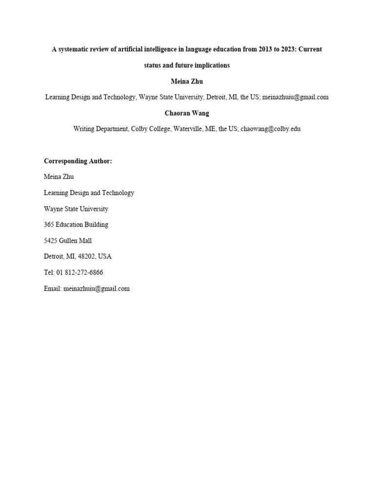 AI in Language Education: 2013-2023 Review | PDF | Systematic Review ...