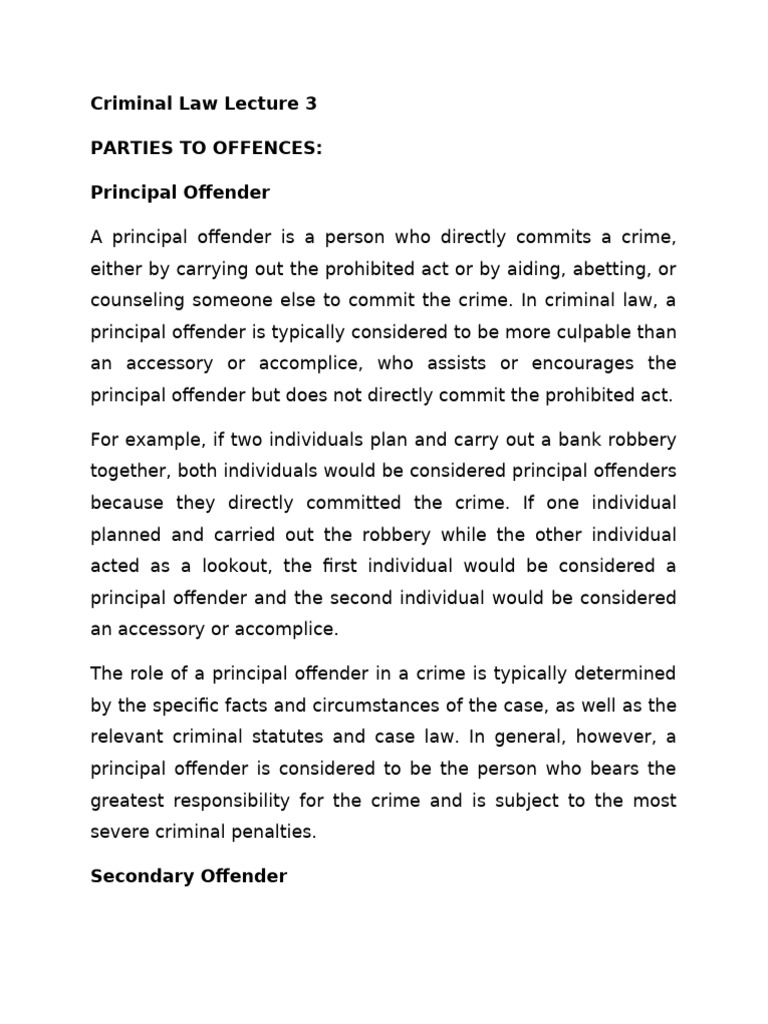 Criminal Law Lecture 3 2023 | PDF | Aiding And Abetting | Crimes