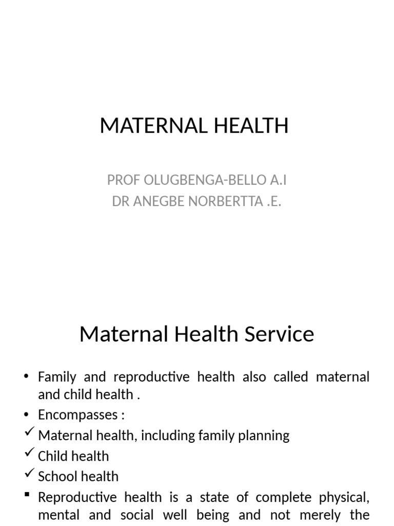 Comprehensive Guide to Maternal Health | PDF | Maternal Death ...