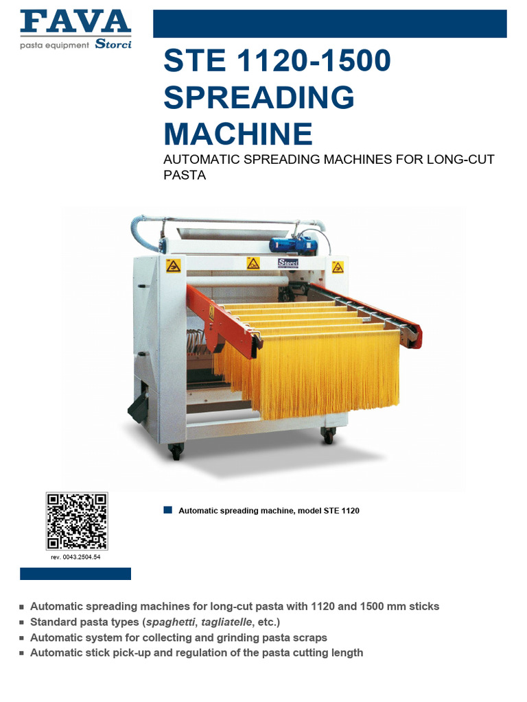 Automatic Spreading Machine STE 1120-1500 | PDF | Pasta | Mechanical ...