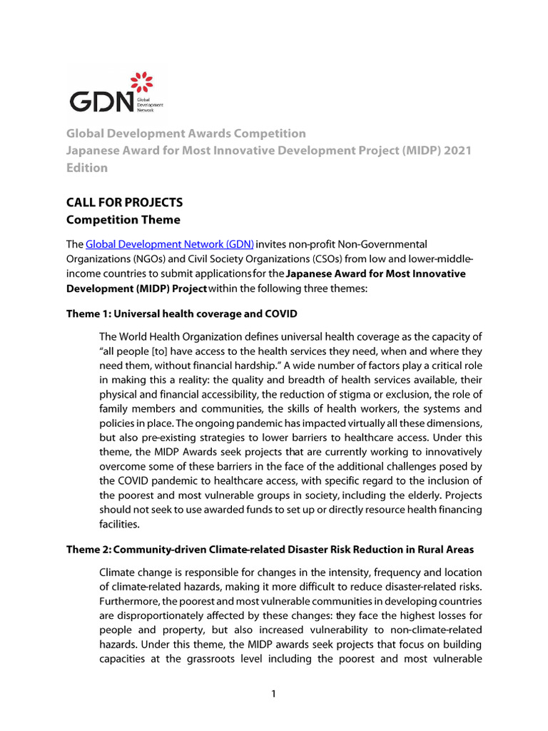 MIDP - Call For Projects 2021 | PDF
