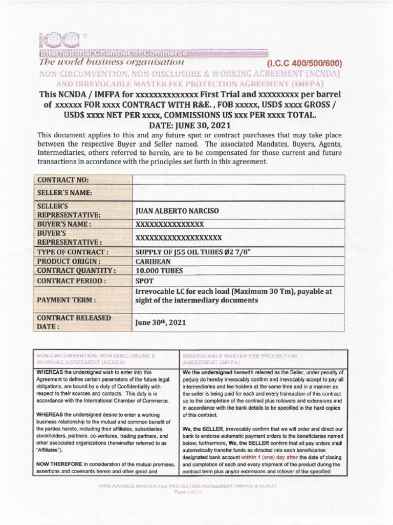 Ncnda-Imfpa Tuberia de Produccion Contrato | PDF