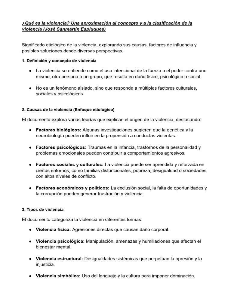 Comprendiendo la Violencia: Causas y Tipos | PDF | Violencia | Agresión