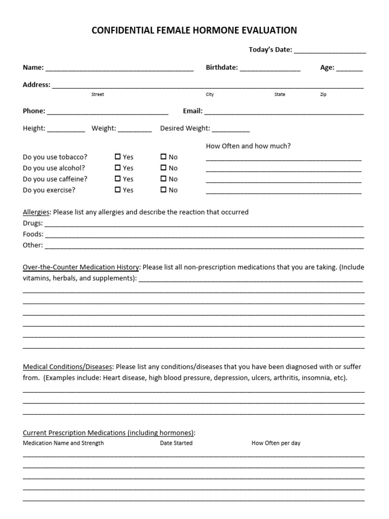 BHRT - FEMALE - Hormone+ Questionaire Form | PDF | Premenstrual ...